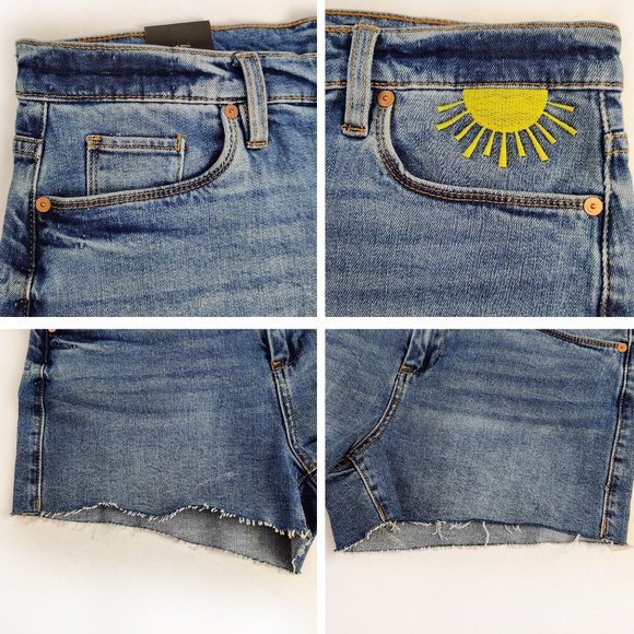 NEW BLANK NYC Cut-Off Denim Shorts Sun Rainbow - Picture 3 of 13